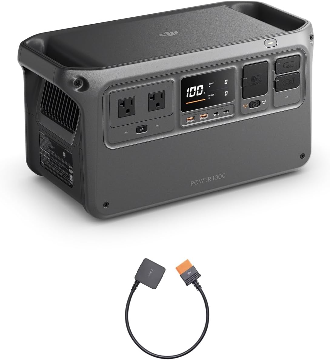 DJI Power 1000 Portable Power Station, 1024Wh Power Generator with Mavic 3 Series Fast Charge Cable, LiFePO4 Cell, Fast Charging, 2200W Max Output, Content Creation, Drone Photography, Camping & RVs
