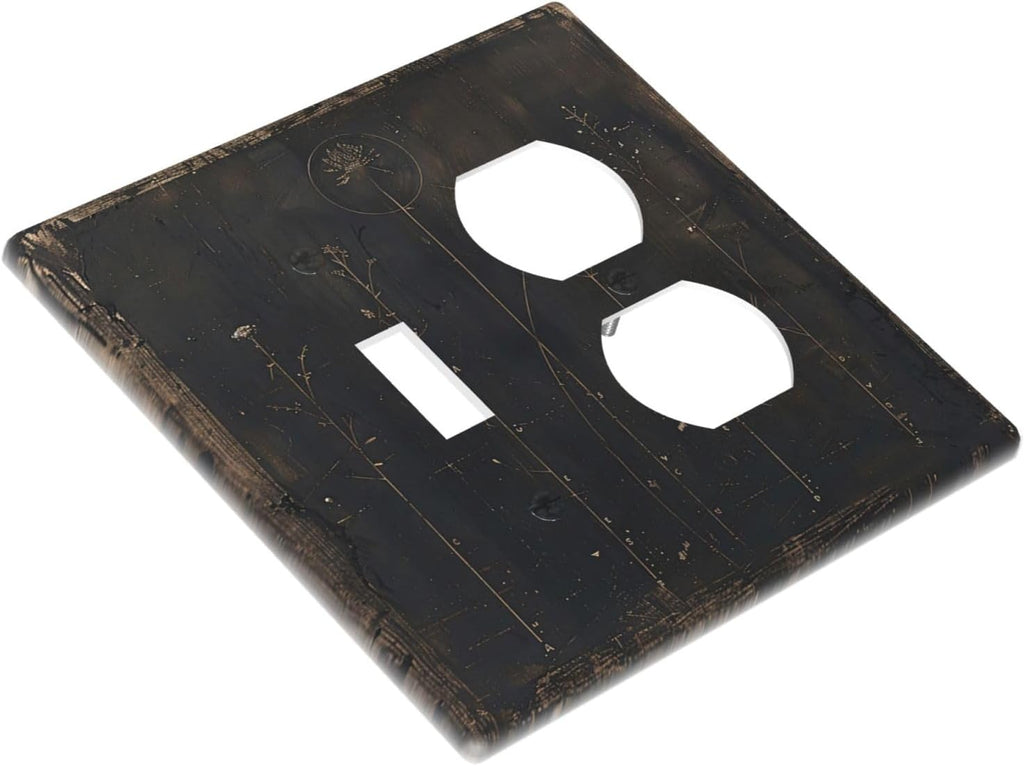Outlet Covers Black And White Dandelion Art Vintage Wood Grain 1 Toggle 1 Duplex Switch Plate Covers Electrical Light Switch Cover Plate Decorative Wall Plate Socket Cover for Farmhouse Cabin Decor