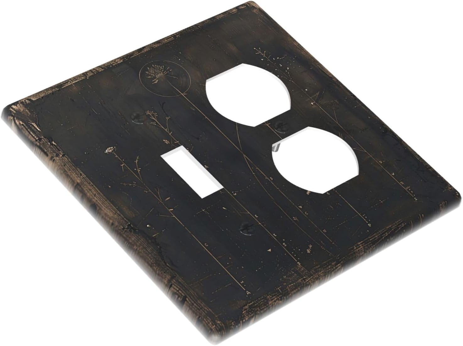 Outlet Covers Black And White Dandelion Art Vintage Wood Grain 1 Toggle 1 Duplex Switch Plate Covers Electrical Light Switch Cover Plate Decorative Wall Plate Socket Cover for Farmhouse Cabin Decor