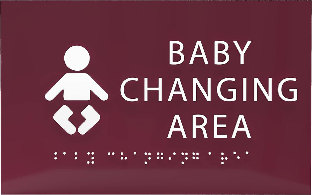 6" X4" Baby Changing Area Sign | Tactile Graphics Grade 2 Braille Text Baby Care Sign| ADA Compliant Wall Mount Plastic Restroom Sign for Hospital, Offices, Clinics and Apartments