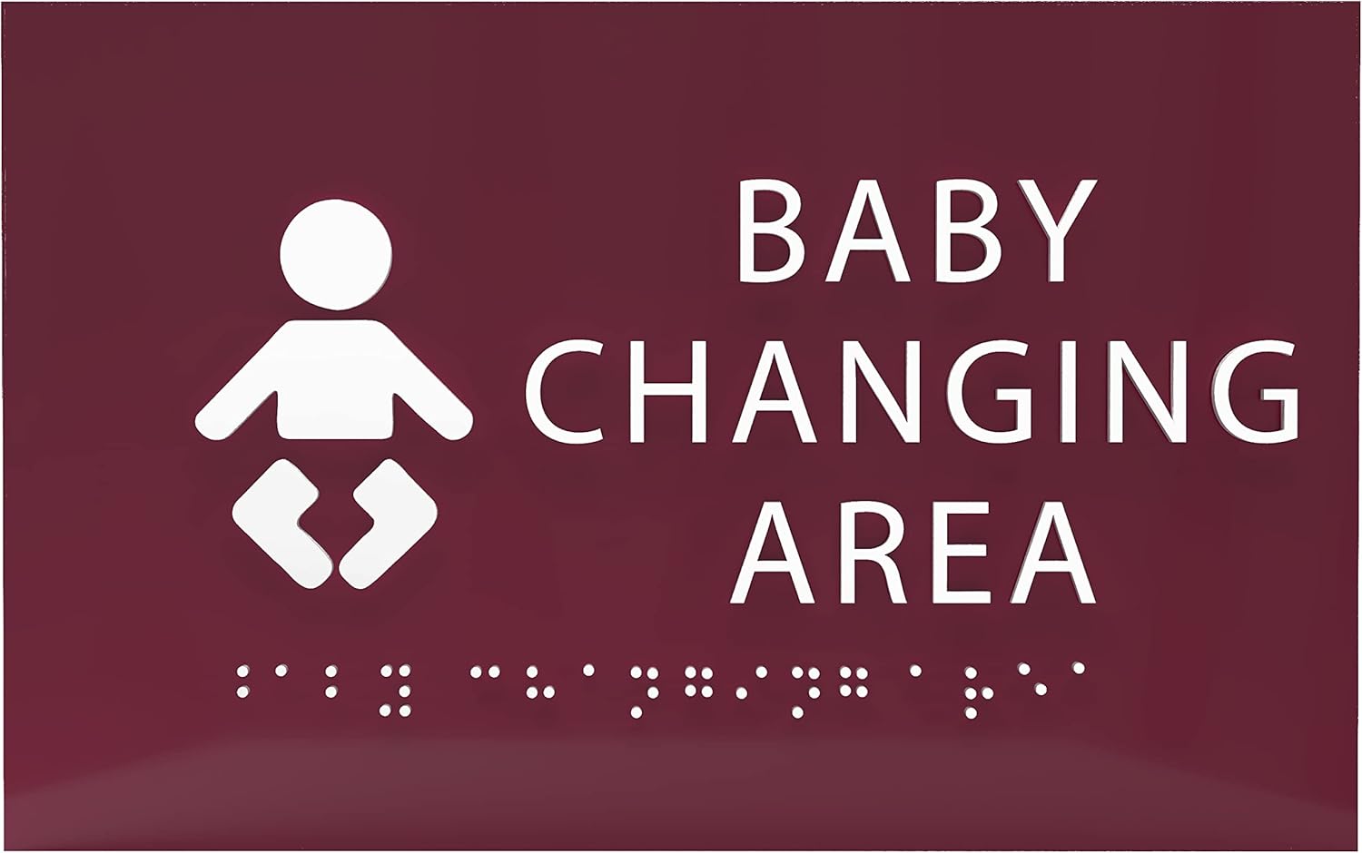 6" X4" Baby Changing Area Sign | Tactile Graphics Grade 2 Braille Text Baby Care Sign| ADA Compliant Wall Mount Plastic Restroom Sign for Hospital, Offices, Clinics and Apartments
