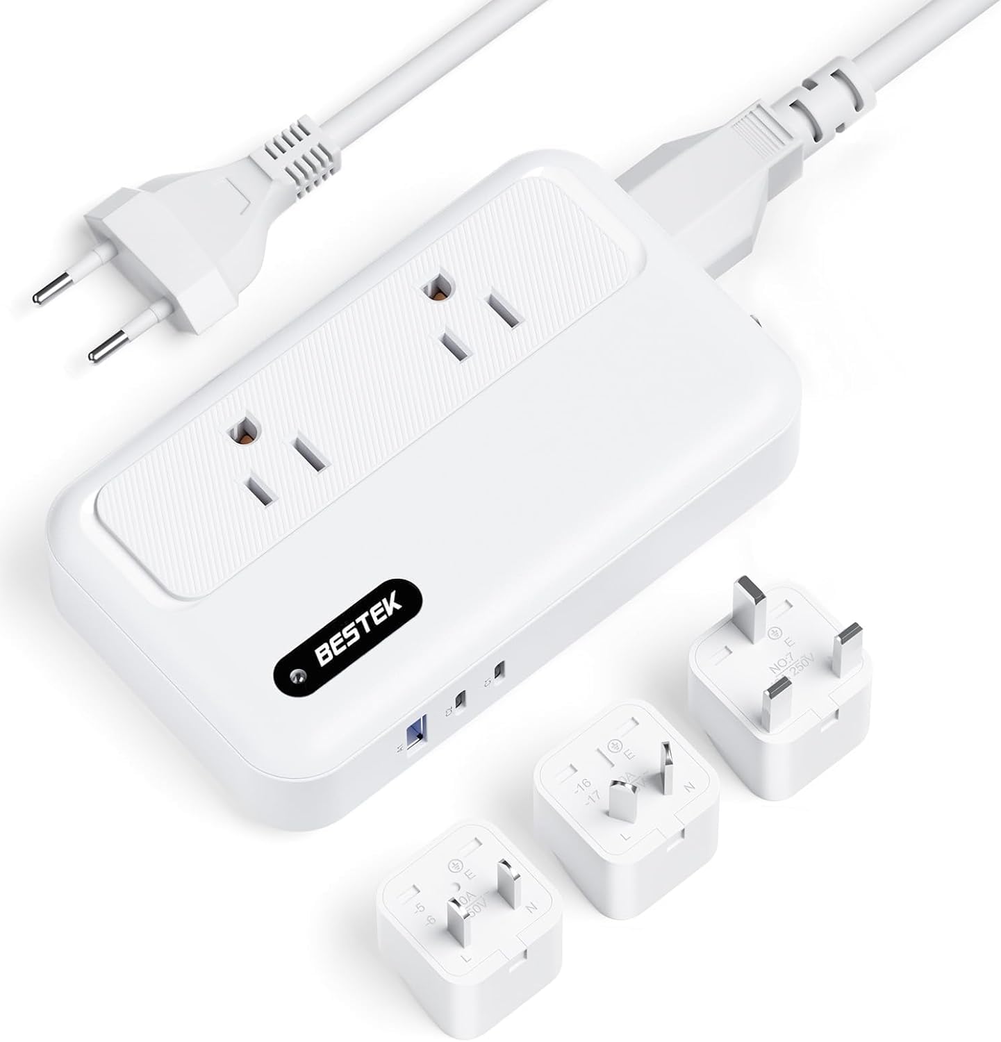 BESTEK 220v to 110v Converter with PD35w, 200w AC Voltage Converter US to Europe, Step Down Converter for Hair Straightener/Curling Iron with EU UK FR DE ES AU Travel Adapter (Unavailable Hair Dryer)