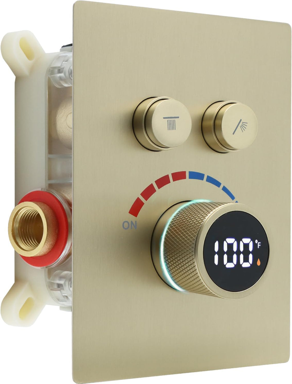 Digital Display Shower Valve Shower Valve 2 Way Shower Diverter Valve Shower Mixing Valve Can Use All the Time Brushed Gold