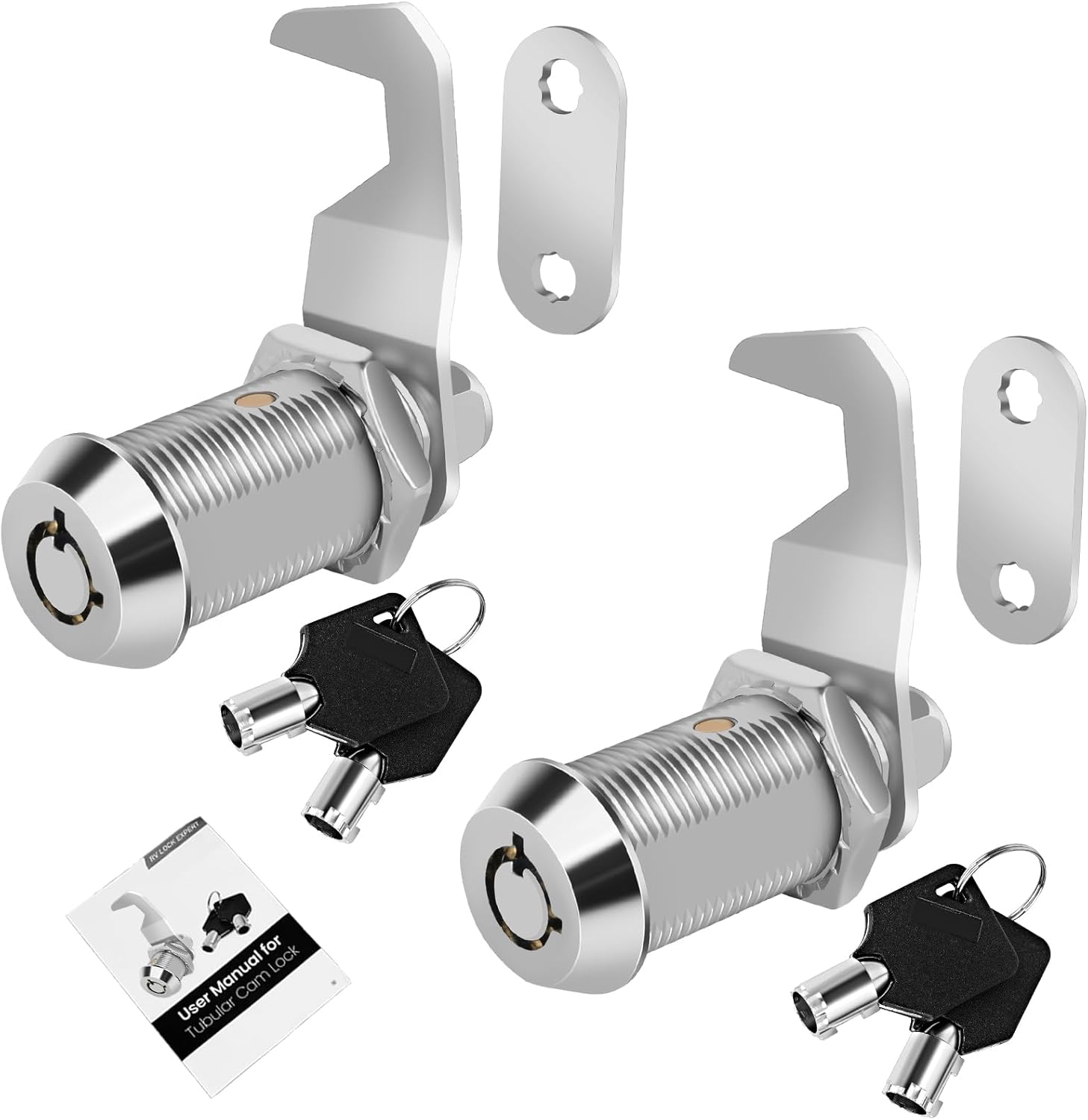 Tool Box Lock RV Storage Lock, 1-1/8" Cam Lock Keyed Alike, Toolbox Locks Replacement for File Cabinet Storage Door on Camper Mailbox Lock, Zinc Alloy (1-1/8 Inch 2 Pack)