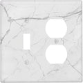 Wallplates White Grey Abstract Modern Marble 1 Toggle 1 Duplex Switch Plate Electrical GFCI Faceplate Decorative Light Switch Covers for Bathroom Kitchen Decor