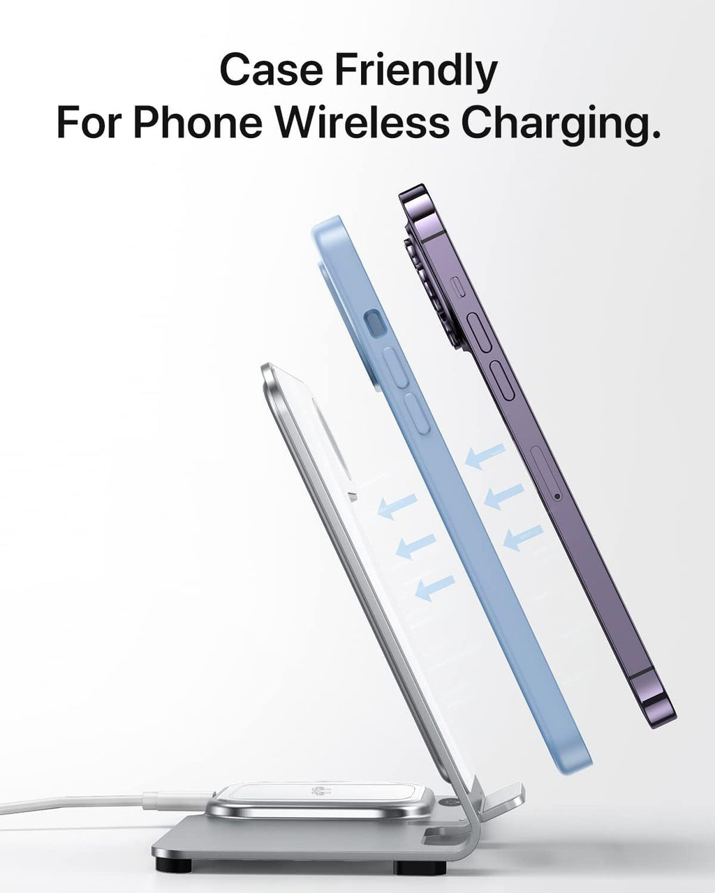 Intoval Metal Charging Station for iPhone 17/16/15/14/13/12/11/XS/XR/XS, 3 in 1 Wireless Charger for Apple Watch 11/Ultra 3/SE/10/9/8/7/6/5/4/3/2, for AirPods 4/Pro/Pro 2/3 (Y9,Silver)