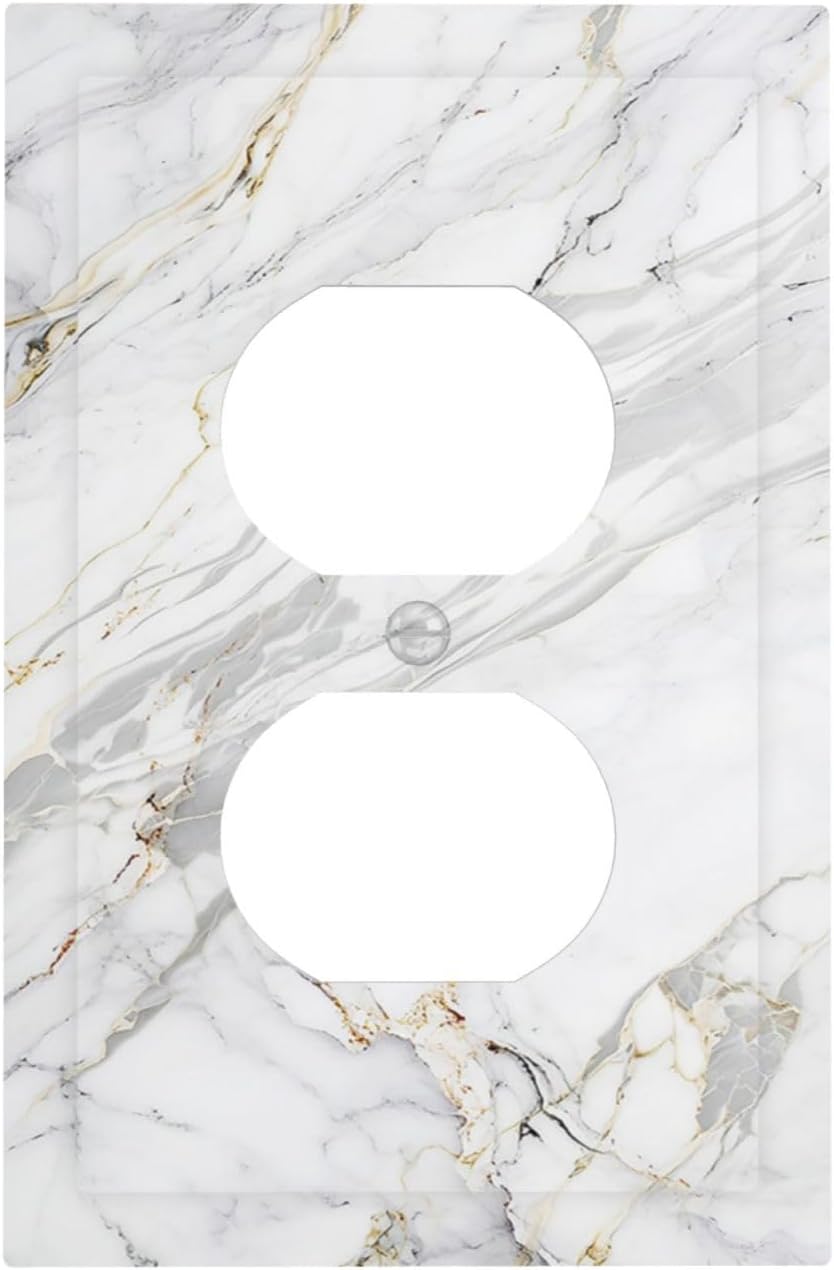 Outlet Covers Gray Gold Marble Abstract Modern Luxury 1 Gang Duplex Light Switch Cover Plate Decorative Switch Plate Covers Electrical Socket Cover for Bedroom Home Decor