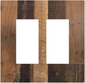 Rustic Brown Wood Vintage Wood Board Decorative Outlet Covers 2 Gang Double Gfci Rocker Electrical Wall Panels Light Switch Cover Plate For Farmhouse Cabin Decor
