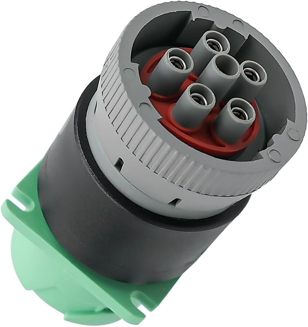Diagnostic Plug 9pin J1939 Type 2 to 6pin J1708 Motorcycle Wiring Female Adapter, Green