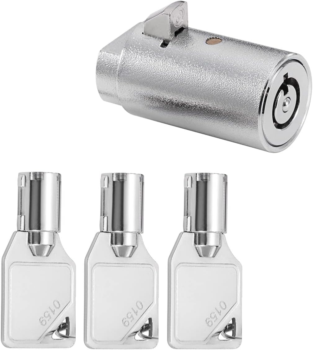 Tubular Key Lock for Vending Machines - Vending Machine Locks Keyed Alike Coke Snack Machine Candy Lock Soda Machine Lock, 3Pcs Keys, Zinc Alloy, Chrome (1 Pack)