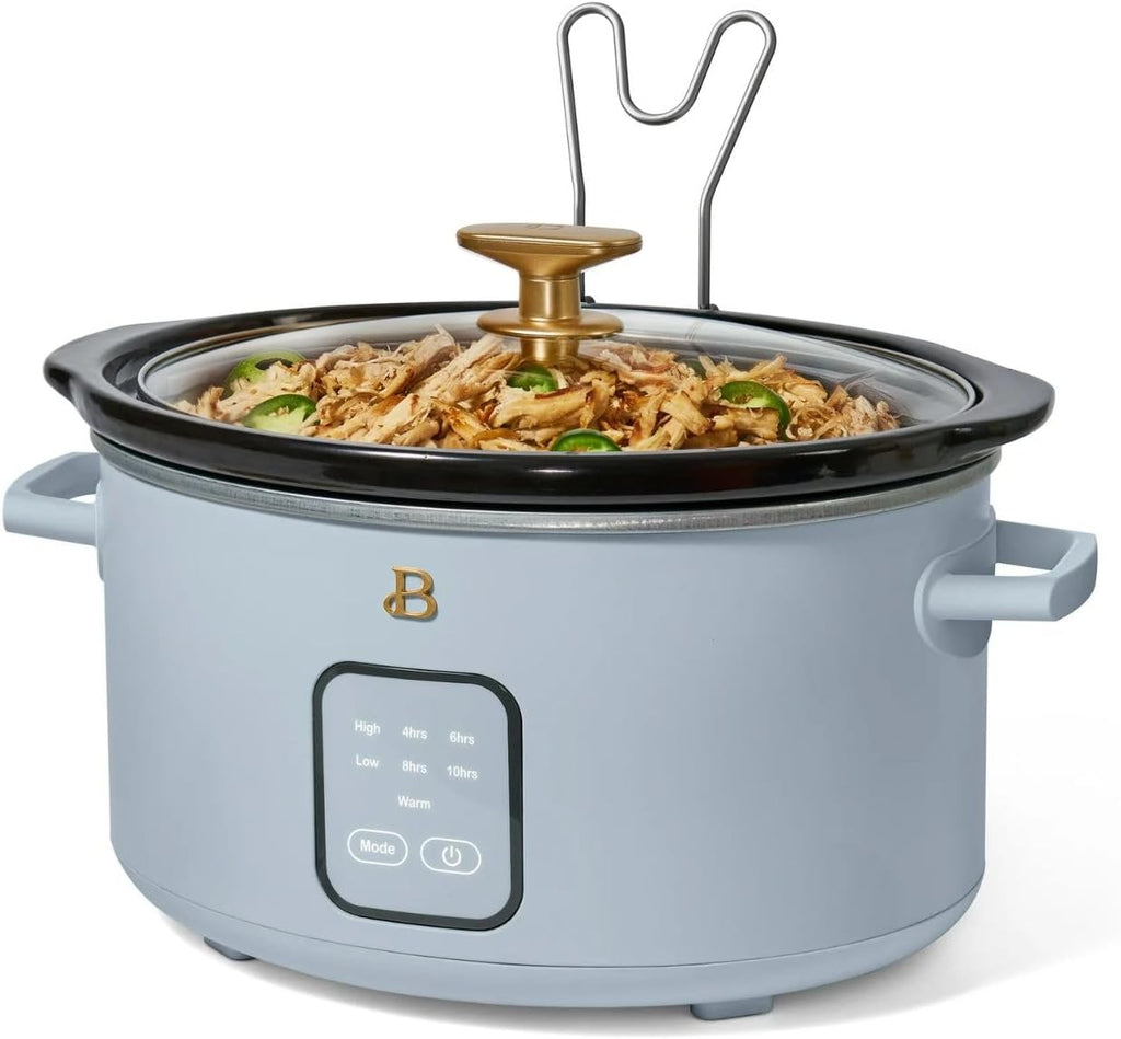 Beautiful 4-Qt Digital Slow Cooker with Smart Touch Screen, Removable Pot, Timer Presets, Ideal for Small Families