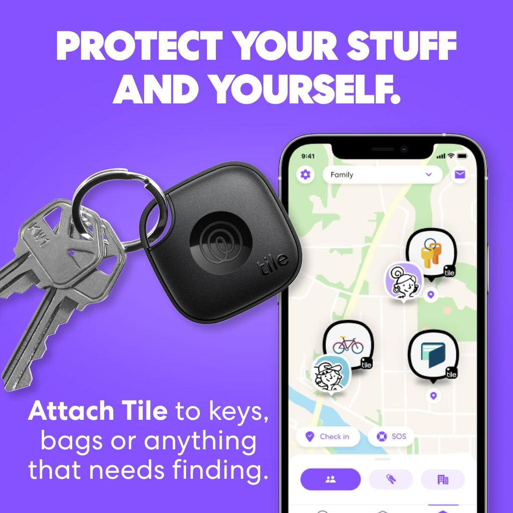 Tile by Life360 Mate - Bluetooth Tracker, Keys Finder and Item Locator for Keys, Bags and More. Phone Finder. Both iOS and Android Compatible. 2-Pack (Black/White)