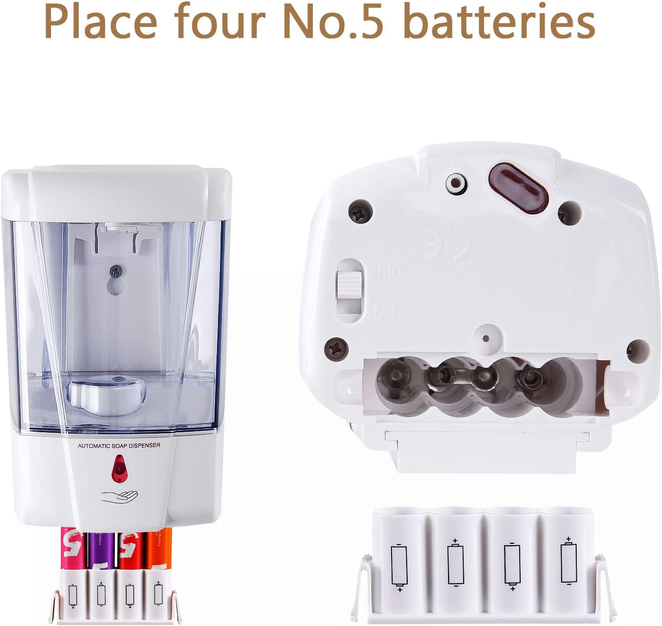 interhasa! Soap Dispenser, Touchless Hand Sanitizer Dispenser Wall Mount Automatic Kitchen Soap Dispenser for Commercial Home, Office, 600ml/20oz