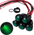 5pcs 12mm 12V-24V LED Indicator Light Plastic Black Signal Dot Lamp 12V-24V 1/2 inches Mounting Hole Size with 15cm/5.9in. Wire (Green LED)