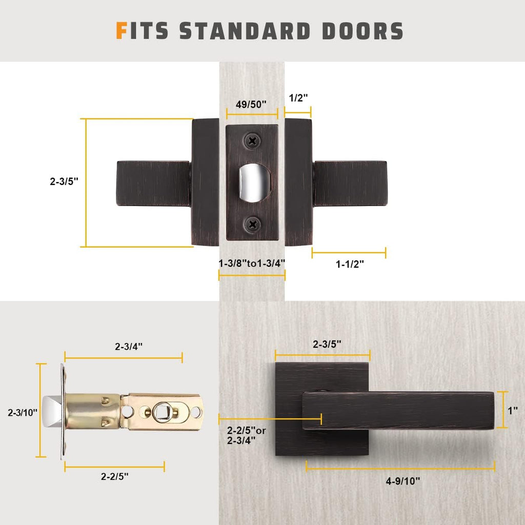 KNOBWELL Premium Oil Rubbed Bronze Closet Door Handles Passage Function Heavy Duty Lever, Door Handle for Left or Right Handing, Interior Door Lever 2 Pack 2.07 lb One Lever