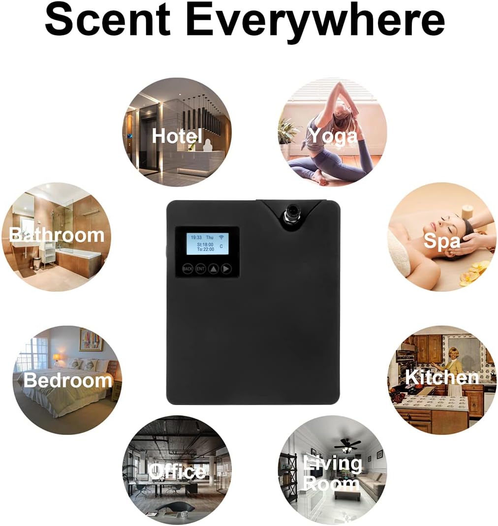 Smart Scent Air Machine with Professional Cold-Air Diffusion Technology for Home, Waterless Essential Oil Diffuser 300ml, HVAC Oils Large Room, Business, Office, Spa Room (Black)