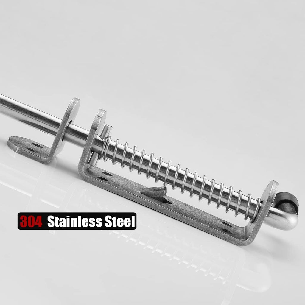 JQK Spring Loaded Sliding Bolt Latch, Heavy Duty 304 Stainless Steel Thickened 4mm Door Lock Barrel Bolt, 8.6 Inch Brushed Finished, HSB500
