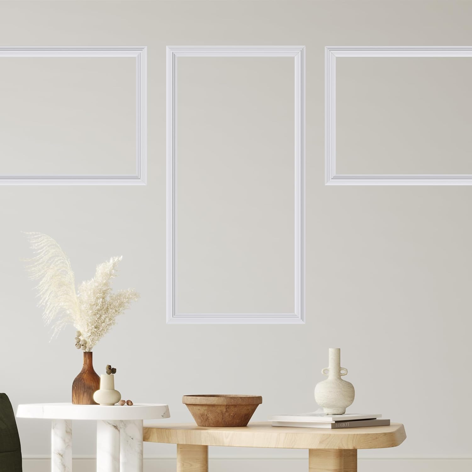 3 PCS Premade Wainscoting Panels Accent Wall Panels for Interior Wall Decor Easy DIY Build and Batten Chair Rail & Picture Frame Door Decor (16 x 24 in)
