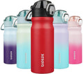 BJPKPK 18oz Insulated Water Bottle with Straw Stainless Steel Double Wall Water Bottles BPA Free Leak Proof Thermal Flask with Lockable Flip Lid and Soft Silicone Spout,Red