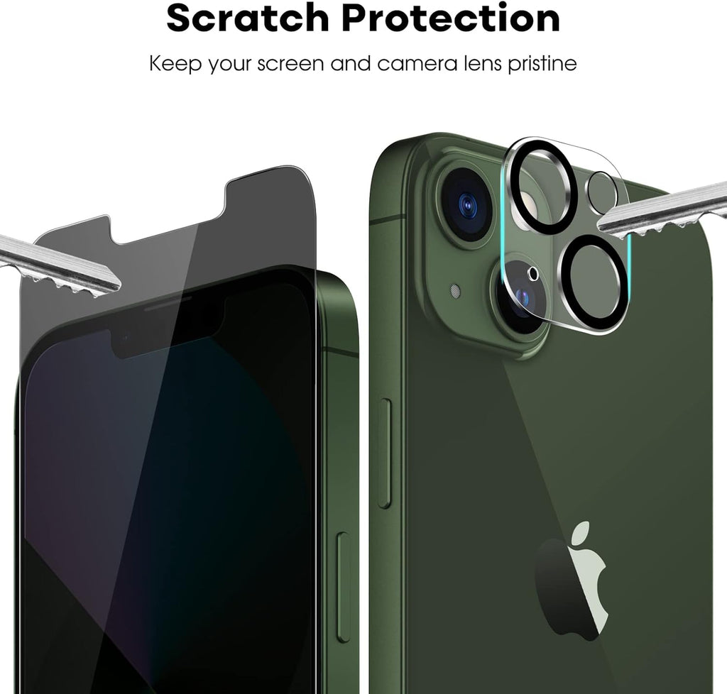 JETech Privacy Screen Protector for iPhone 13 mini 5.4-Inch with Camera Lens Protector, Anti-Spy Tempered Glass Film, Easy Installation Tool, 2-Pack Each