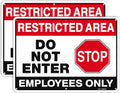 T&R Large Restricted Area Do Not Enter Employees Only Sign - 2 Pack - 14 x 10 Inches Rust Free .040 Aluminum - UV Protected, Waterproof, Weatherproof and Fade Resistant - 6 Pre-drilled Holes