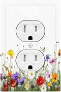 Outlet Covers Colorful Wildflowers Plant Floral Daisy 1 Gang Duplex Light Switch Cover Decorative Switch Plates Electrical Receptacle Faceplate Wall Plate For Bed Room Living Room Decor