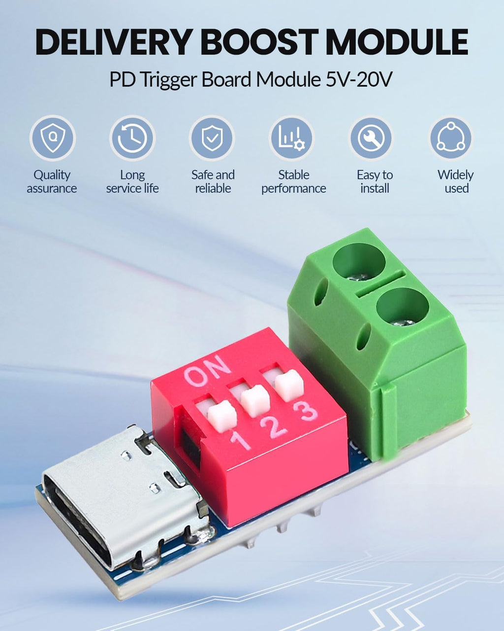 6PCS USB-C PD/QC Fast Charge Trigger Module & Decoy Board - Dual-Port Voltage selector (5V/9V/12V/20V Output) Charger Power Delivery Boost Module