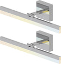 ZAGO 24 Inch Bathroom Vanity Light Fixtures Over Mirror - LED Modern Rotational Wall Mounted Adjustable Hardwired Picture Lighting Bar with 5CCT Switchable, ETL & Damp Rated, Chrome, 2-Pack