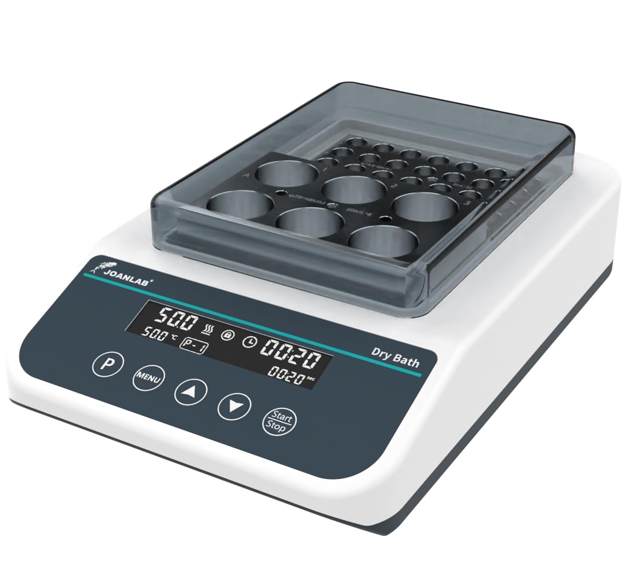 JOANLAB Double Position Dry Bath Incubator,with 0.2mlx96, 1.5mlx35 Aluminium Heating Block,Programmable Digital Lab Dry Bath Heater w/Timer Control