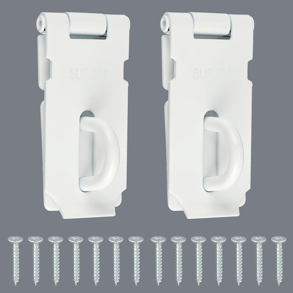 Alise 2 pcs Door Locks Hasp Latch,3 Inch SUS 304 Stainless Steel Safety Packlock Clasp Hasp Lock Latch,with Fixing Screw for External Doors Window Cabinet Pet Cage, MS9W-2P-3C