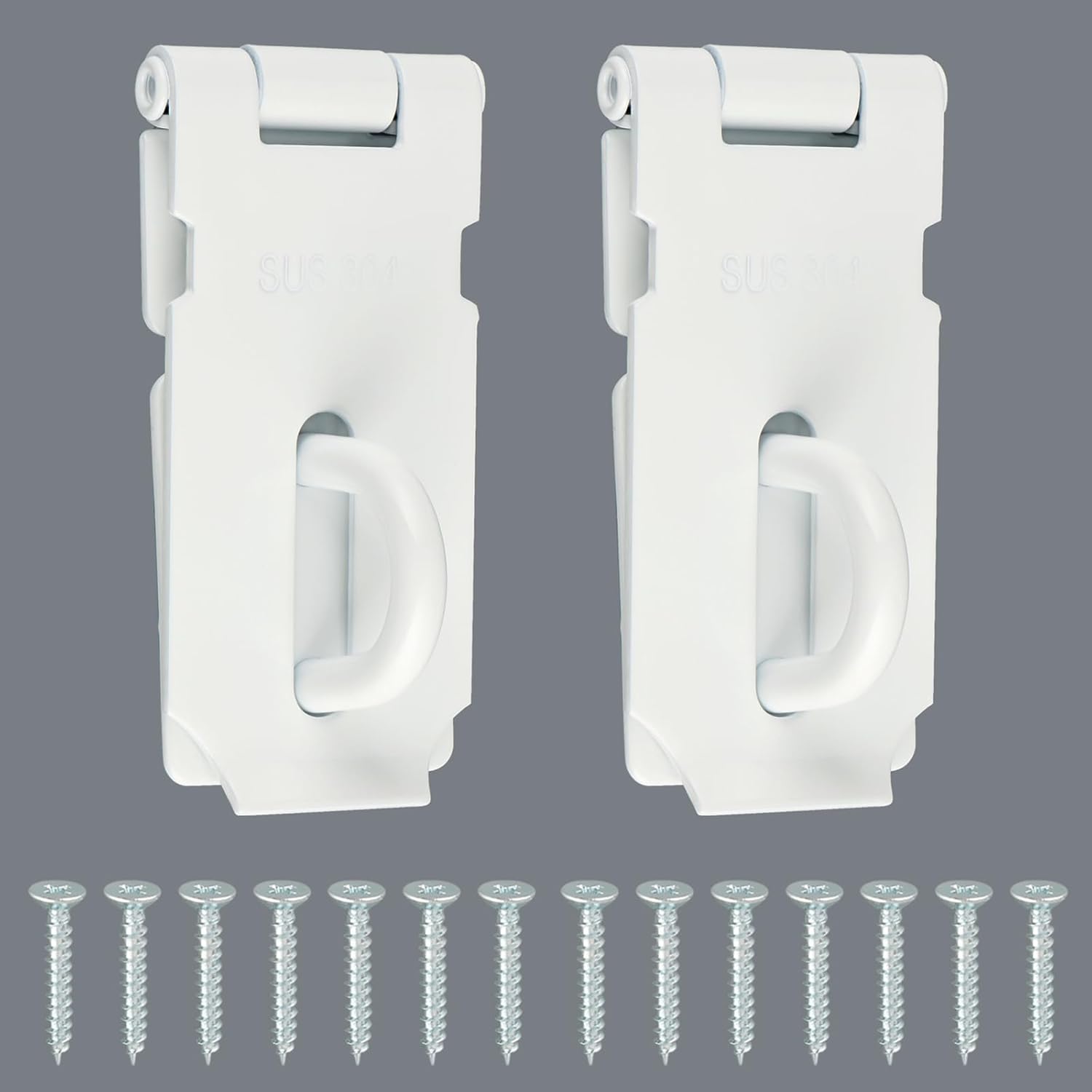 Alise 2 pcs Door Locks Hasp Latch,3 Inch SUS 304 Stainless Steel Safety Packlock Clasp Hasp Lock Latch,with Fixing Screw for External Doors Window Cabinet Pet Cage, MS9W-2P-3C