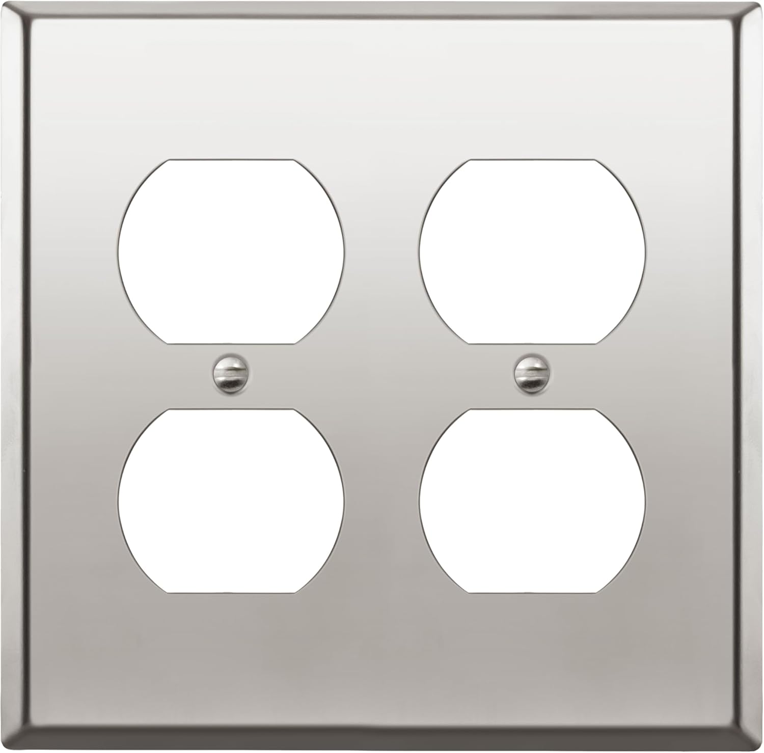 ENERLITES Double Duplex Receptacle Metal Wall Plate, Stainless Steel Outlet Cover, Corrosion Resistant, Size 2-Gang 4.50" x 4.57", Stainless Steel 201, 7722-PC, Polished Chrome, Silver