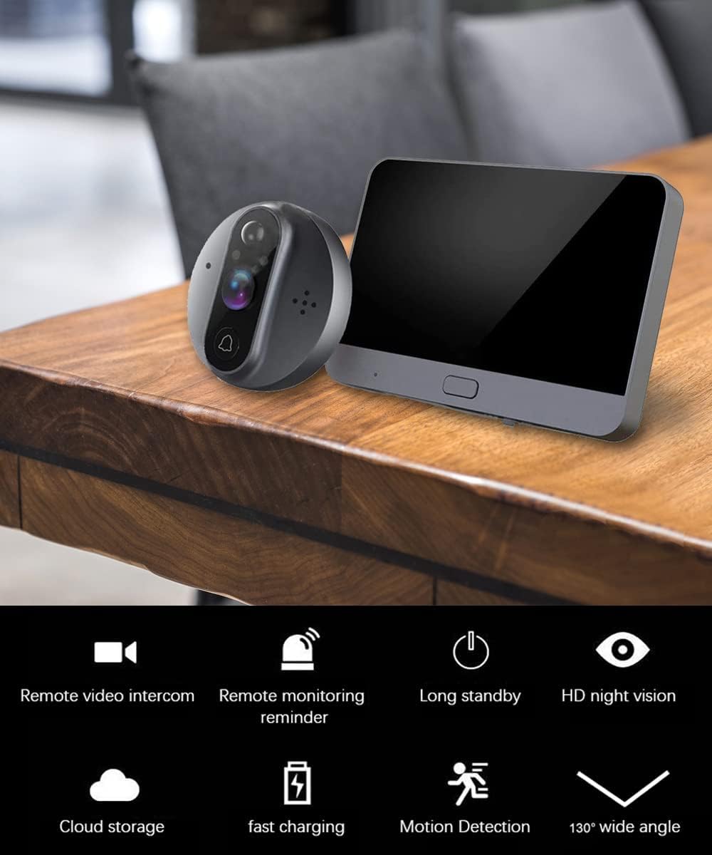 Peephole Camera for Apartment Door, WiFi Door Peephole Viewer Video Doorbell 1080P Camera with Monitor 4.3 Inch LCD Screen Motion Detection Night Vision