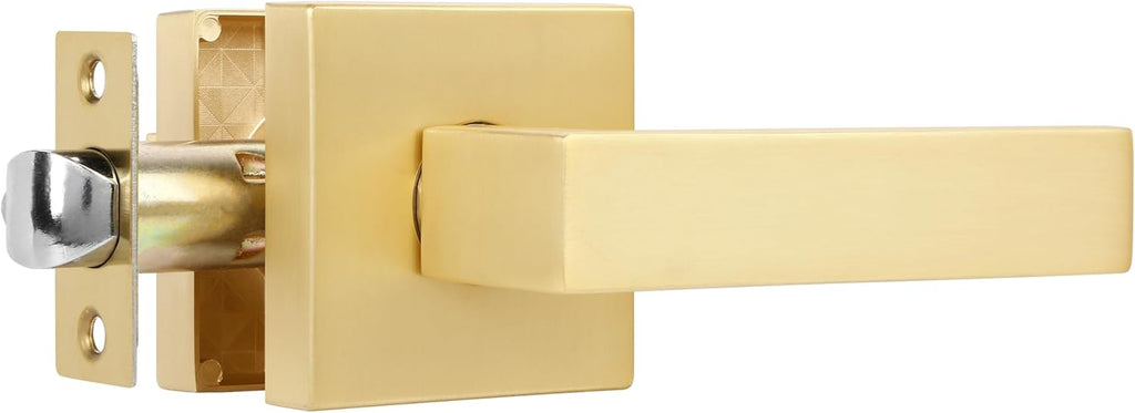 1 Pack Brushed Brass Closet Door Knobs Stain Brass Gold Door Handles Interior for Home Hallway or Closet
