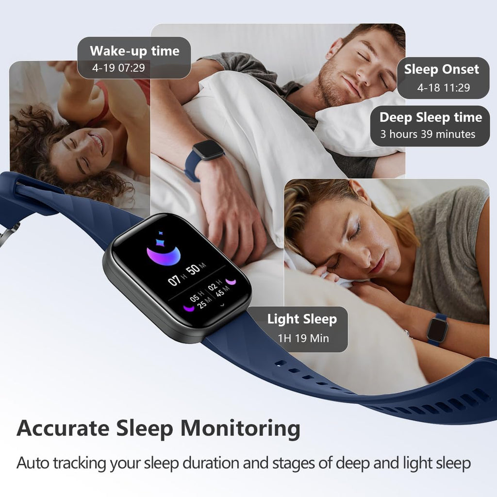 FITVII Health & Fitness Tracker (Answer/Make Calls), Smart Watch with 24/7 Heart Rate and Blood Pressure, Sleep Tracking, Blood Oxygen Monitor, 120+ Sport Modes Activity Tracker for Women Men