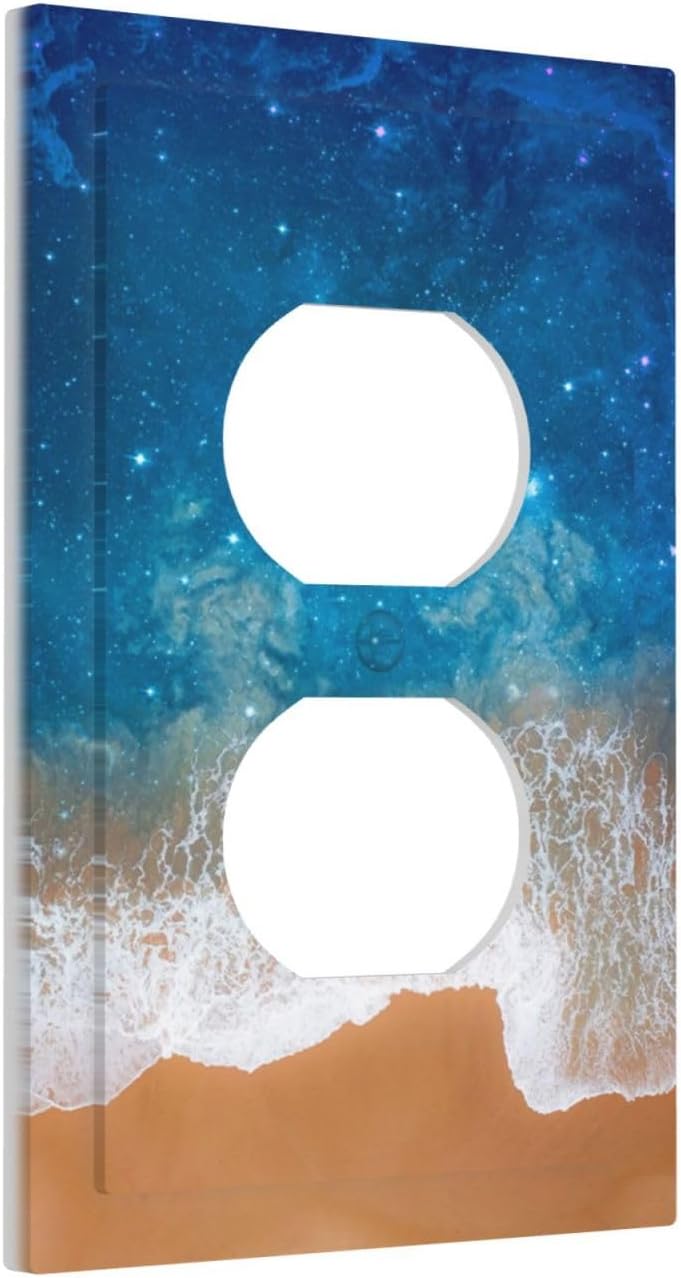 Blue Sea Ocean Beach Waves 1 Gang Duplex Receptacle Switch Wall Plate Decorative Switchplate Outlet Covers Electrical Plug Cover Faceplate for Bathroom Home Decor 5 X 3 IN