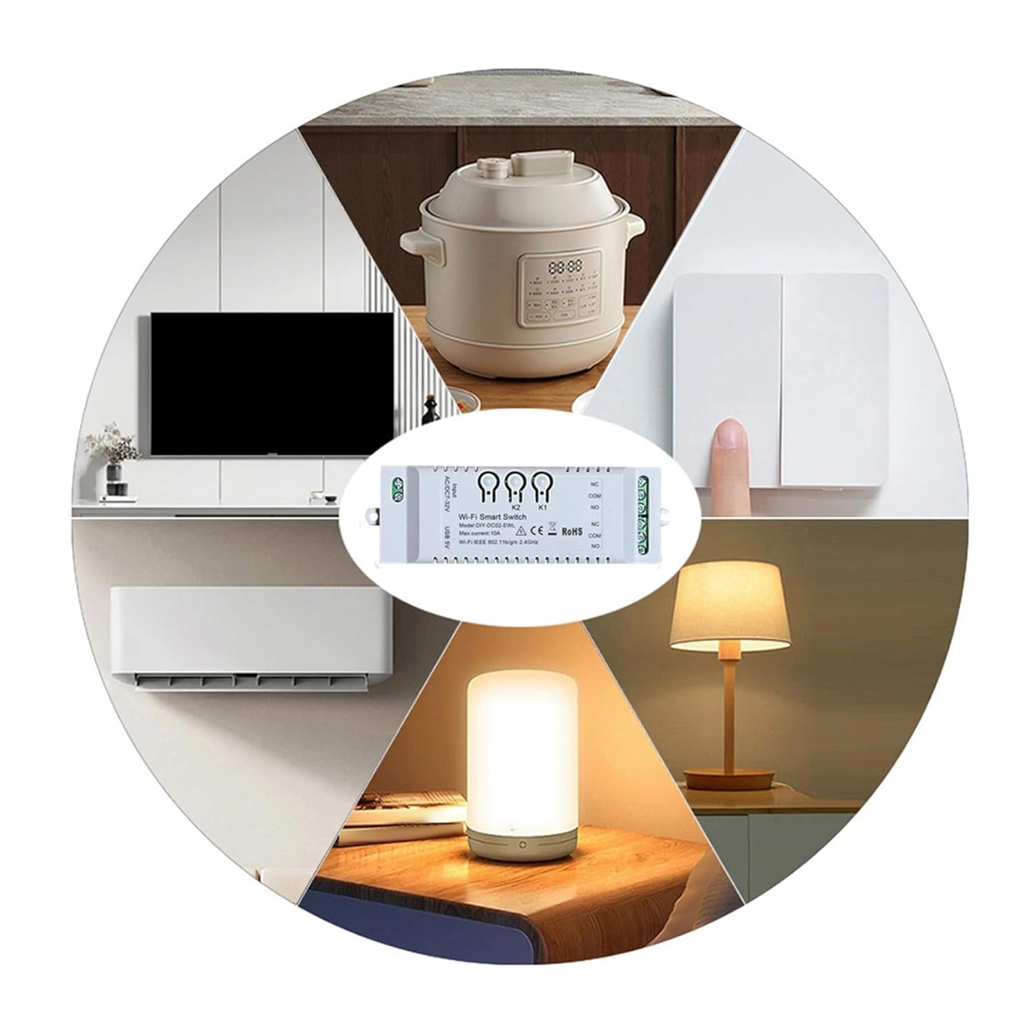 6X 2CH WiFi Smart Switch DIY APP 85-265V USB 5V 2.4G WiFi Home Automation Module for Home