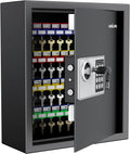 Uniclife 70 Position Key Cabinet with Combination & Key Lock Wall Mounted Security Keys Safe Key Organizer Black Digital with Keypad Adjustable Racks Key Tags & Permanent Pen (Batteries Not Included)