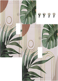 Decorative Light Switch Plate Covers Boho Mid Century Arch Green Leaves 1 Gang Light Switch Cover Plate Single Toggle Wall Plate Outlet Covers Faceplate for Bedroom Decor （ 2 Pack）