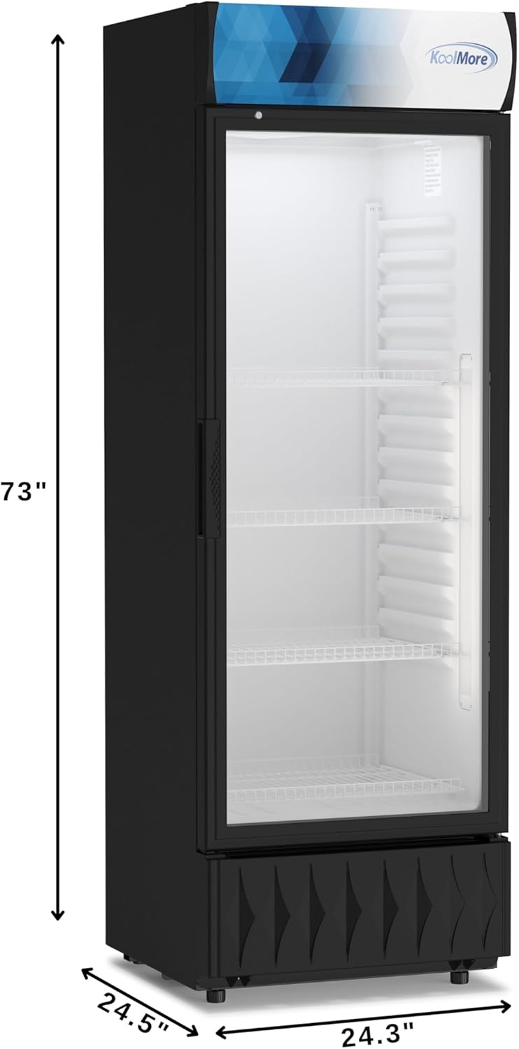 KoolMore 24 in. 12 cu. ft. Commercial One Glass Door Beverage Display Merchandiser Refrigerator Cooler, ETL Listed in Black