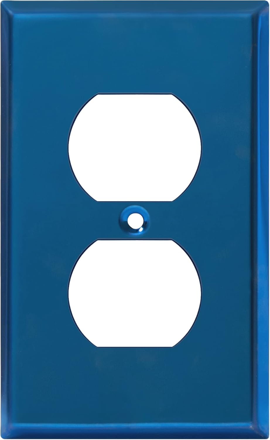ENERLITES Duplex Receptacle Metal Wall Plate, Stainless Steel Outlet Cover, Corrosion Resistant, Standard Size 1-Gang 4.50" x 2.76", Stainless Steel 201, 7721-PBL, Polished Blue