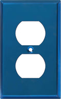 ENERLITES Duplex Receptacle Metal Wall Plate, Stainless Steel Outlet Cover, Corrosion Resistant, Standard Size 1-Gang 4.50" x 2.76", Stainless Steel 201, 7721-PBL, Polished Blue