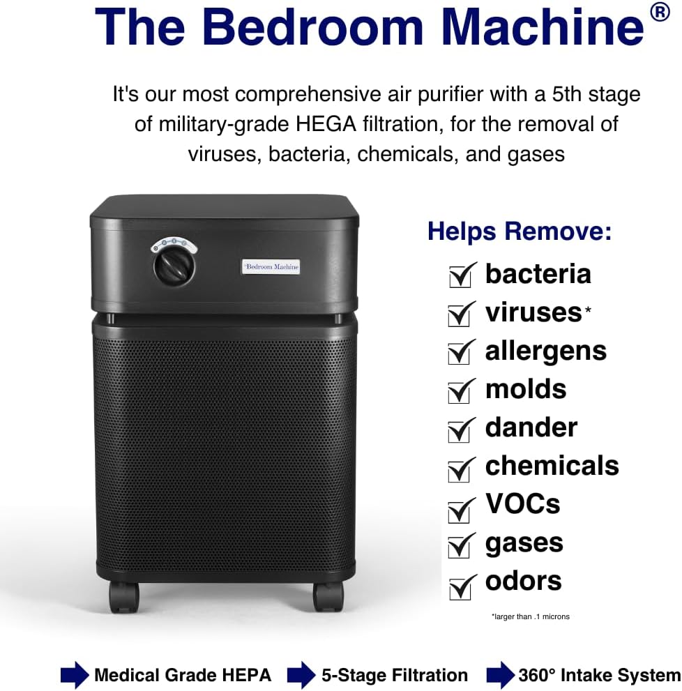 Austin Air Bedroom Machine Black - Advanced 5 -Stage Filtration Air Purifiers For Home with Activated Carbon & Zeolite - Ideal as Air Purifiers for Bedroom, Model B402