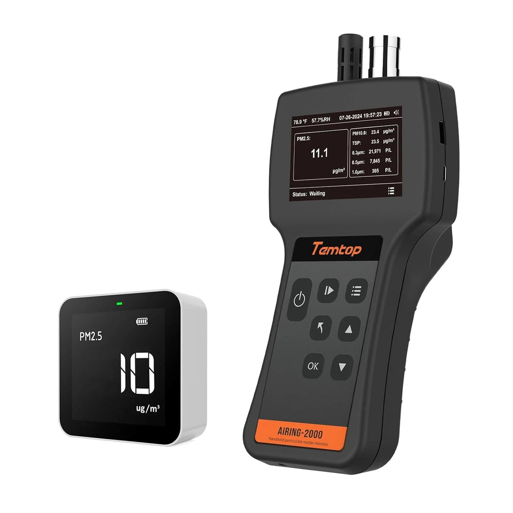 Temtop Comprehensive Air Quality Monitoring Bundle - Handheld Particle Counter (Airing2000) + Indoor Air Quality Detector (M10)