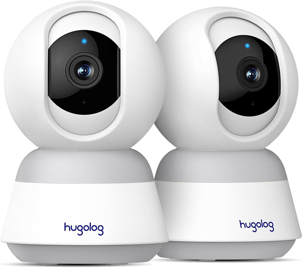 Hugolog 3K 5MP Indoor Pan/Tilt Security Camera with Auto-Focus(2pcs),Ideal for Baby Monitor/Pet Camera/Home Security,Starlight Color Night Vision,Human/Pet AI,Noise Reduction,US Cloud,Works with Alexa