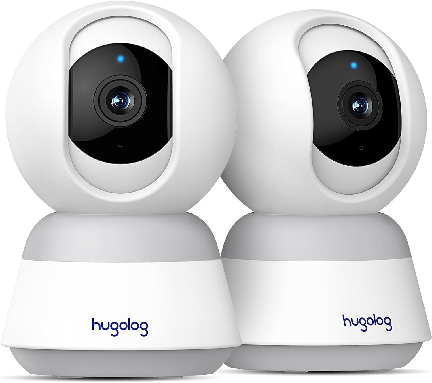 Hugolog 4K 8MP Indoor Pan/Tilt Security Camera with Auto-Focus(2pcs),Ideal for Baby Monitor/Pet Camera/Home Security,Starlight Color Night Vision,Human/Pet AI,Noise Reduction,US Cloud,Works with Alexa