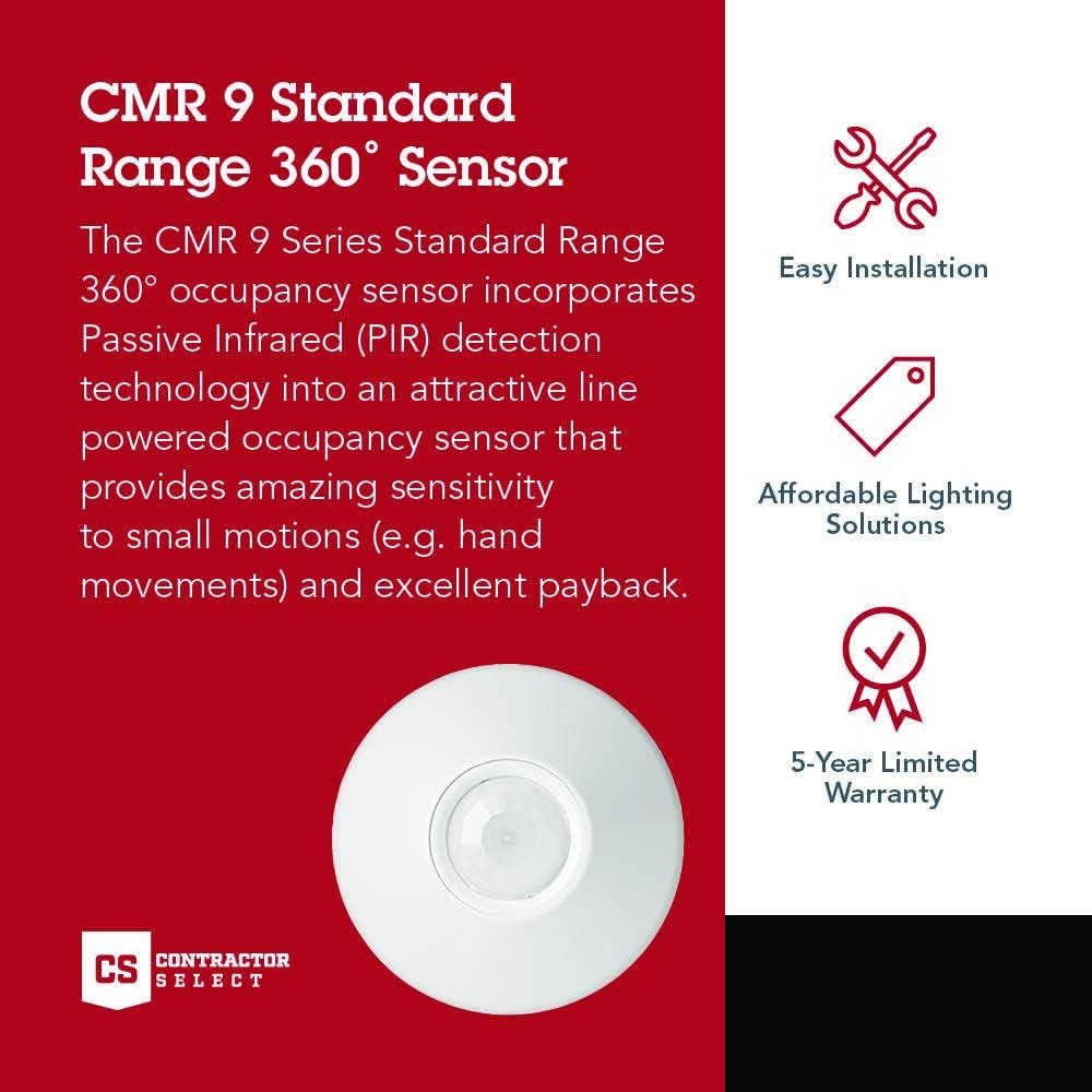 SensorSwitch Ceiling Motion Sensor, Passive Infrared PIR Occupancy Sensor, 360 Degrees Small Motion Detection, Indoor Use, Line Voltage, Standard Range