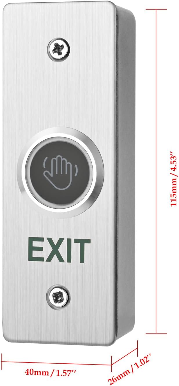 Infrared Sensor Exit Button with Back Box IR Touchless Door Release 304 Stainless Steel IP67 Waterproof with LED Indicator for Access Control Systems