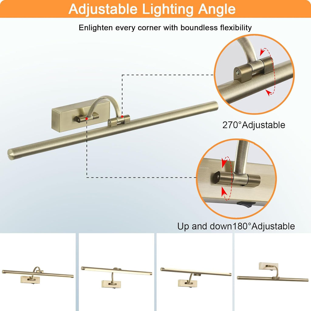 Antique Bronze Picture Light, 23.6 Inch Remote Control Painting Lights for Wall Cordless, 3CCT Dimmable Wall Lights for Pictures, Rechargeable Art Light for Pictures On Wall with Timer