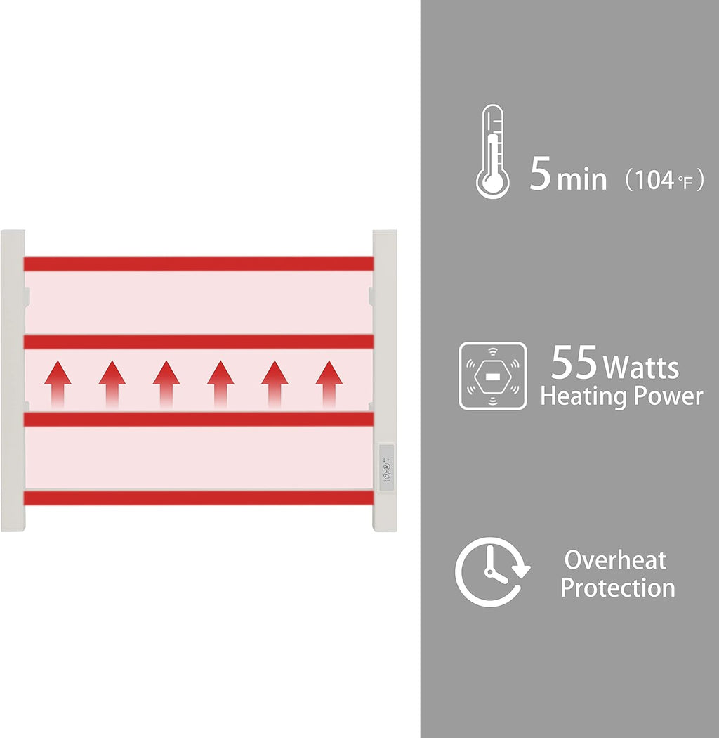 KEG Towel Warmer 4 Bars for Bathroom Wall Mounted Bath Towel Heater Hardwired and Plug-in with Built-in Timer White Square white TW-4s-W Towel warmer 4 bars white